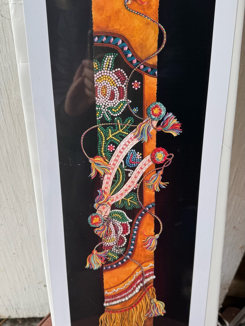Vibrant Orange and Black Beaded Textile print Wall Art, numbered out of 300